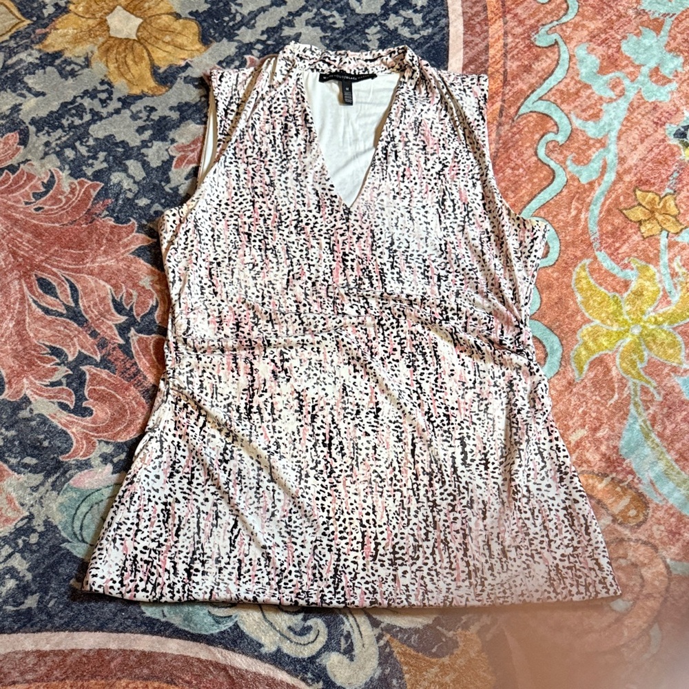 White House Black Market Sleeveless V-Neck Top - Pink and Black